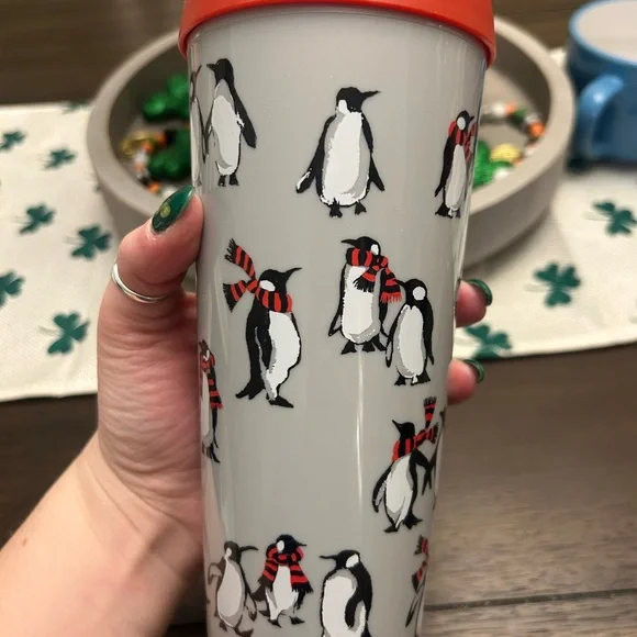 Vera Bradley Penguin Travel Mug with Red Lid - Picture 4 of 8